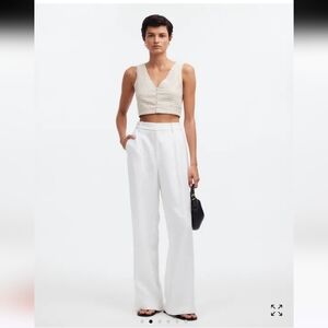Madewell  Gwen Crop Vest Cream Gingham Button-Down Top